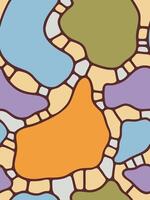 Colorful abstract seamless pattern with brown outline and organic shapes vector