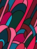 Diagonal seamless abstract pattern with colorful arched forms and black contour vector