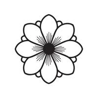 Decorative flower design emphasizing symmetry with bold geometric black outlines vector