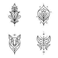 Intricate symmetrical tattoo floral patterns with ornamental artistic elements vector