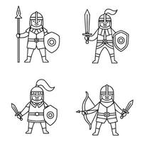 Brave warrior in battle gear with helmet shield and sword ready for medieval war vector
