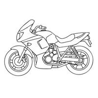 Side view modern bike drawing in detailed motorcycle line art for design ideas vector