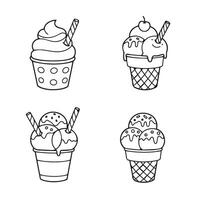 Swirl Ice Cream Art Featuring Cute Cup Designs for Coloring and Print Projects vector