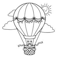 Animal Friends in Balloon on a Magical Sky Journey with Playful Style vector