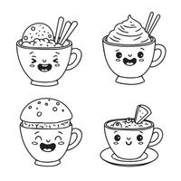Minimalist Ice Cream Cup Design Set for Coloring Sheets and Art Projects vector