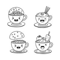 Swirl Ice Cream Art Featuring Cup Illustrations in Simple Outline Style vector
