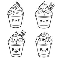 Black Line Swirl Ice Cream Art for Menu Icons and Creative Crafting Projects vector