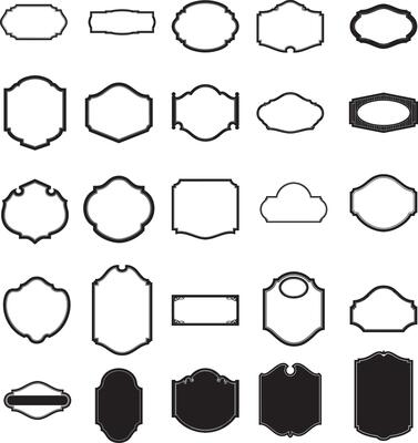 set of black icons isolated on white background