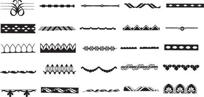 black and white set of hand drawn elements of different types of decorative wreaths, isolated, white, black and white line art design. vector