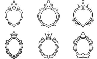 Elegant Oval Frames with Royal Crowns for Design Projects vector