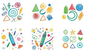 Doodle Shapes and Objects set design vector