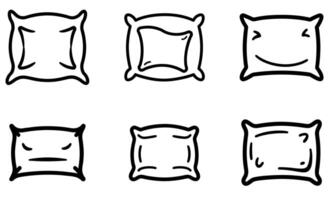 Hand-Drawn Pillow Icon set design vector