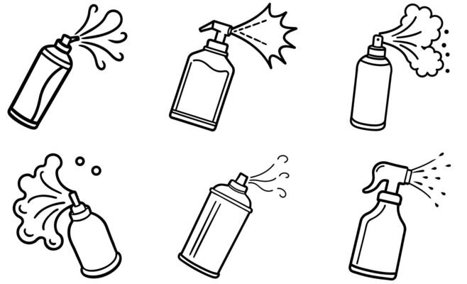 Spray Bottle and Aerosol Can Line Icons design