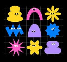 Modern geometric shapes with characters faces vector