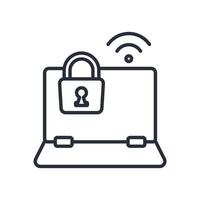 secure wifi icon line style vector
