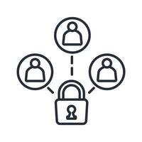 secure network icon line style vector