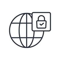 secure connection icon line style vector