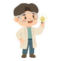 Man Scientist with a Light Bulb vector