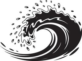 Black and White Illustration of a Dynamic Water Wave with Splashes vector