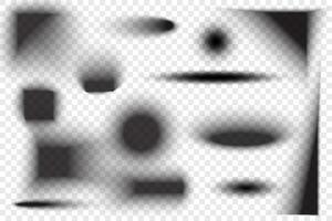 Circle drop shadows with blurred effect. Realistic black oval shapes. Circular gradient shades on floor surface. Dark soft edge ellipses. vector