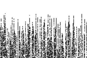 Pixel pattern. Gradient horizontal speed lines with mosaic halftone texture. Digital computer game design with square texture. Comic gray grid rain on white background. vector