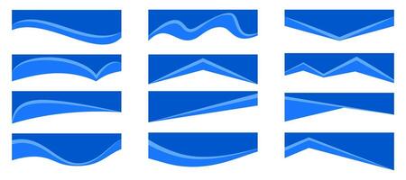 Border shapes. Header for website banner. Abstract curve bottom sections. Dividers for web page template. Blue organic wavy form separator for modern headline. vector