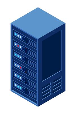 Isometric server equipment isolated background. Flat isometric 3d illustration cloud server. Datacenter storage. Isometric technology,