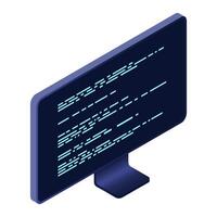 Isometric monitor. Computer monitor isometric desktop. Modern monitor. Isometric technology, vector