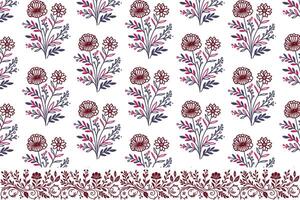 Continuous One Line Botanical Sketch Pattern with Flowers and Leaves for Wrapping Paper Fashion Prints and Packaging Design vector
