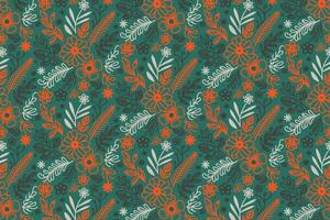Hand drawn floral and botanical pattern in single line perfect for kitchen textile wrapping fabric and pillow printing purposes vector