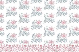 Repeating Hand Drawn Floral Outline Pattern in Line Art Style for Wrapping Fabric Printing and Stylish Textile Design vector
