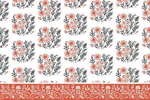 Cotton Flower and Leaf Outline Pattern with Repeating Motif for Nature Inspired Textile Printing and Home Accessories vector