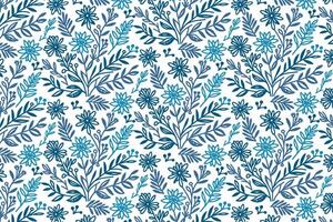 abstract hand drawn blue floral pattern using continuous line strokes for stylish fabric print pillowcase and wrapping paper designs vector