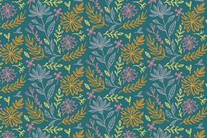Doodle style flower and leaf sketch pattern in continuous line ideal for textile clothing packaging and contemporary home prints vector