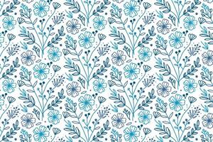 elegant blue single line floral pattern with abstract cotton flower sketches and leaf outlines for fashion fabric and home textile use vector