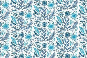 one line blue flower sketch pattern with minimalist outlines and continuous flow for kitchen wear home textile and wrapping paper designs vector