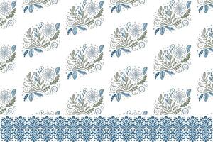 Hand Drawn Line Art Rose and Floral Pattern for Bedsheet Covers Pillowcases Table Top Fabrics and Elegant Textile Applications vector