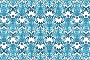 intricate ethnic inspired blue ornamental pattern design with blossom motifs for elegant carpet and fabric texture vector