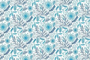 blue line art floral pattern inspired by nature and simplicity with repeated motifs for wrapping kitchen textiles and wallpaper vector
