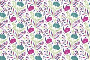 Outline botanical pattern created using one line featuring flowers and leaves for packaging textile and bedsheet fabric use vector