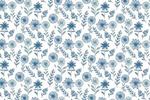 minimal and modern blue flower line art design with outlines for textile design table top linens and wallpaper vector