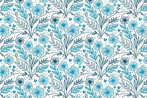 floral sketch pattern in blue with modern one line rose and leaf elements for pillow cover and wrapping purposes vector