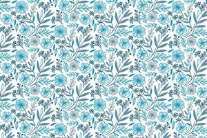 floral line art pattern in blue design with continuous rose sketches for bedsheet and pillowcase printing vector
