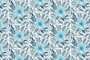 blue floral outline pattern with hand drawn single line sketches of roses for elegant wrapping and fashion textiles vector