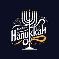 Happy Hanukkah Script with Menorah Illustration vector