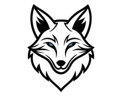 The head of a fox is shown in a black and white vector