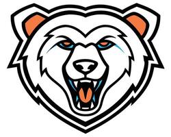 The head of a bear with an orange and blue color scheme vector