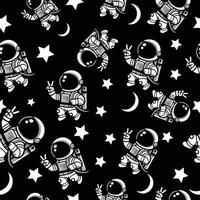 astronaut cartoon seamless pattern background vector