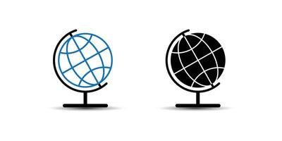 Globe icons, one wireframe and one filled, perfect for global themes. vector