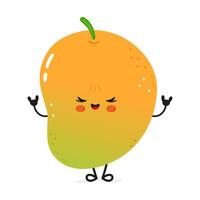 An adorable cartoon Mango shows a rock on hand gesture and a happy expression, ready to rock. vector
